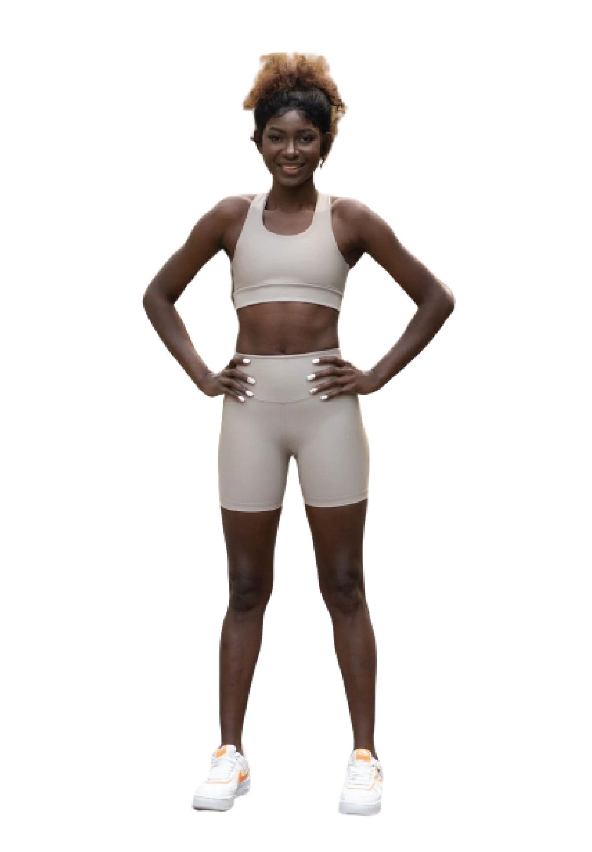 209 Single Crossed Sport Bra in Beige Dancing Queens