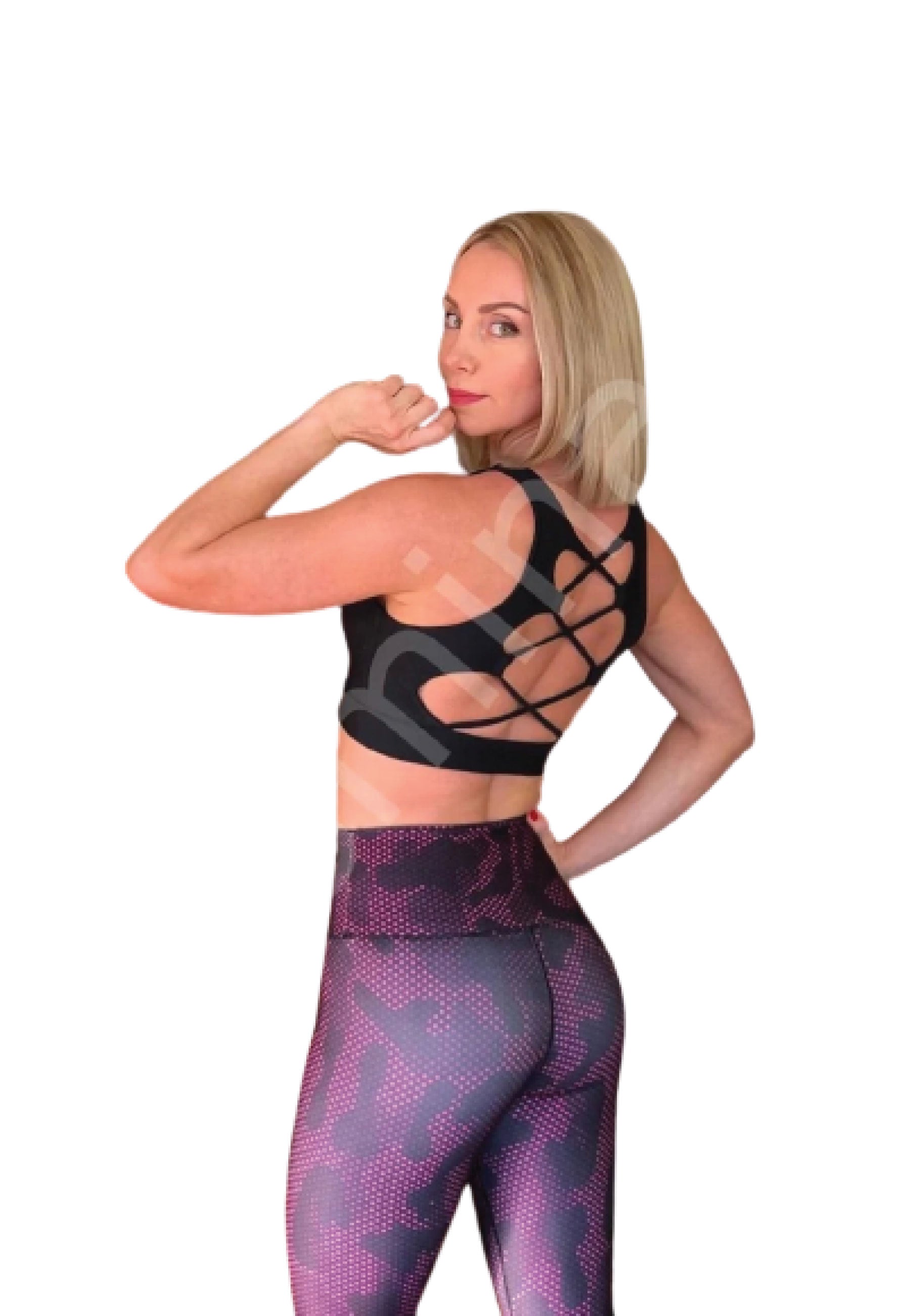 149 Striped Sport Bra in Black Dancing Queens
