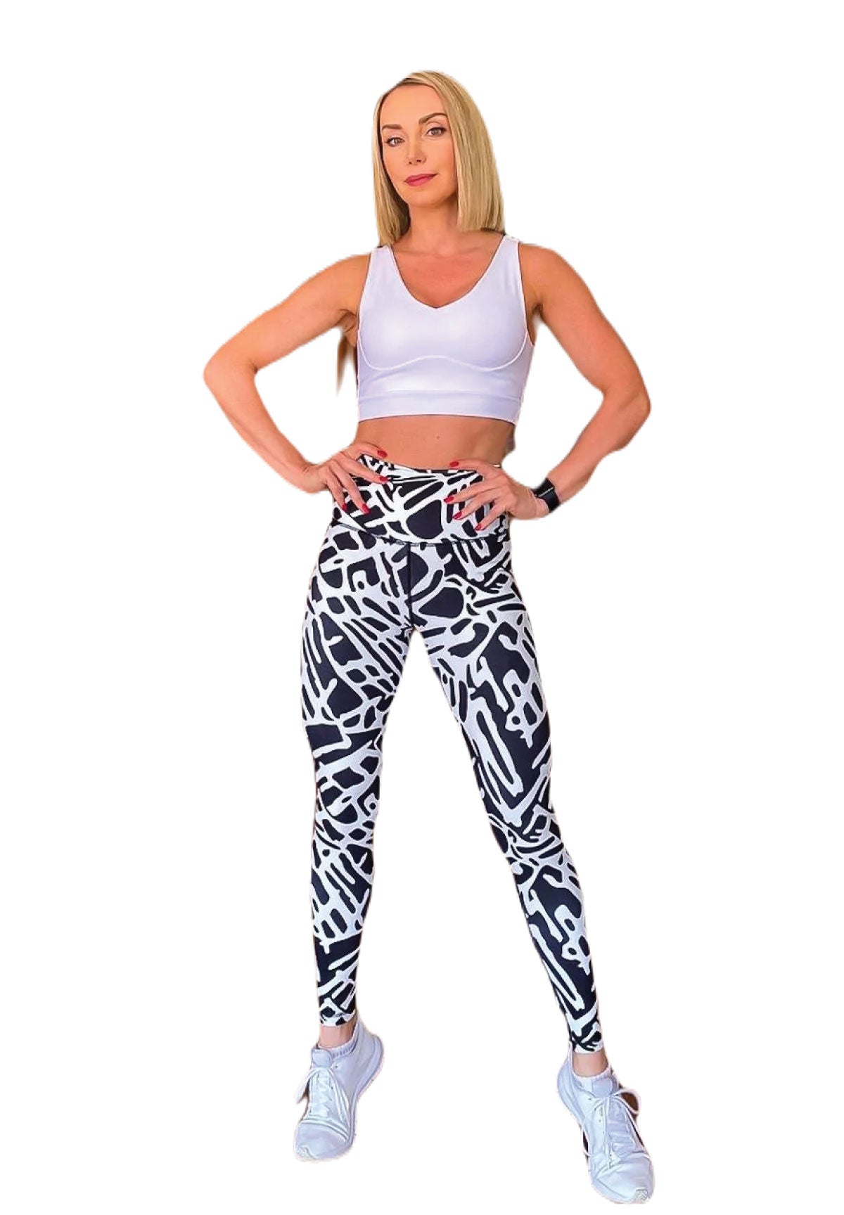 906 Extra High Waist Leggings in Schwarz & Weiss Dancing Queens