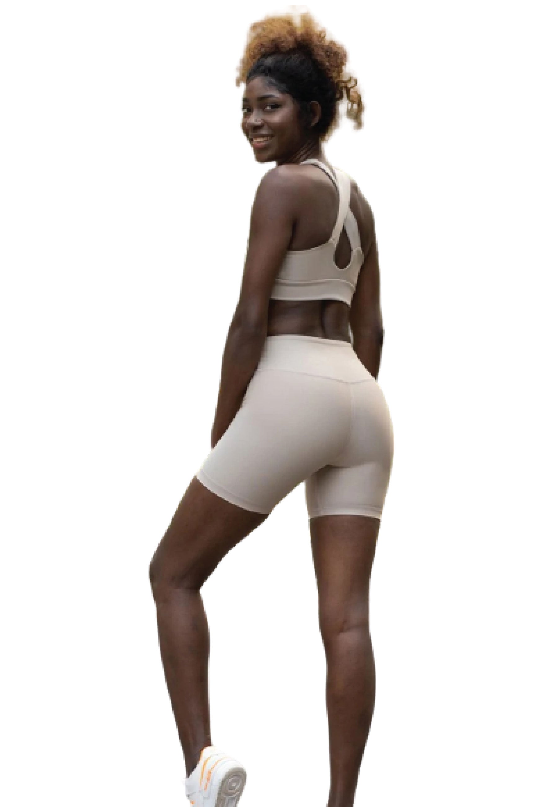 209 Single Crossed Sport Bra in Beige Dancing Queens