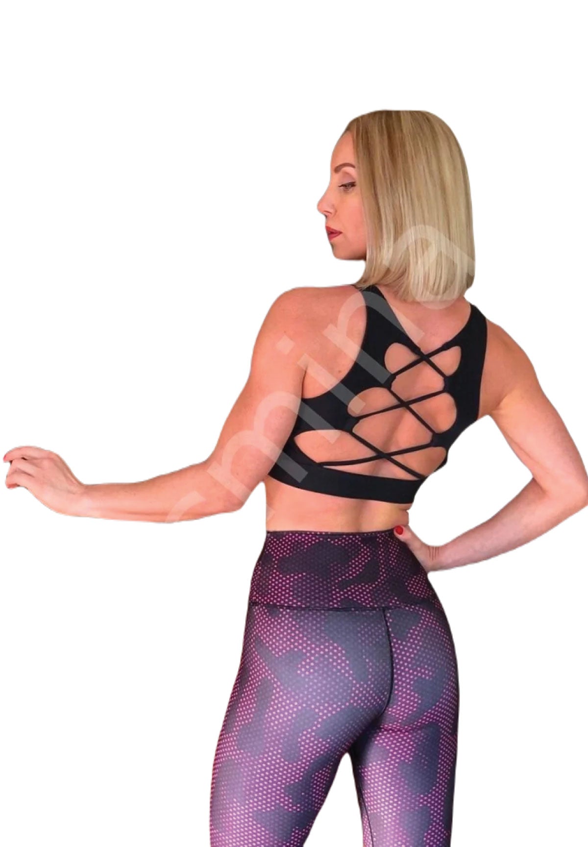 149 Striped Sport Bra in Black Dancing Queens