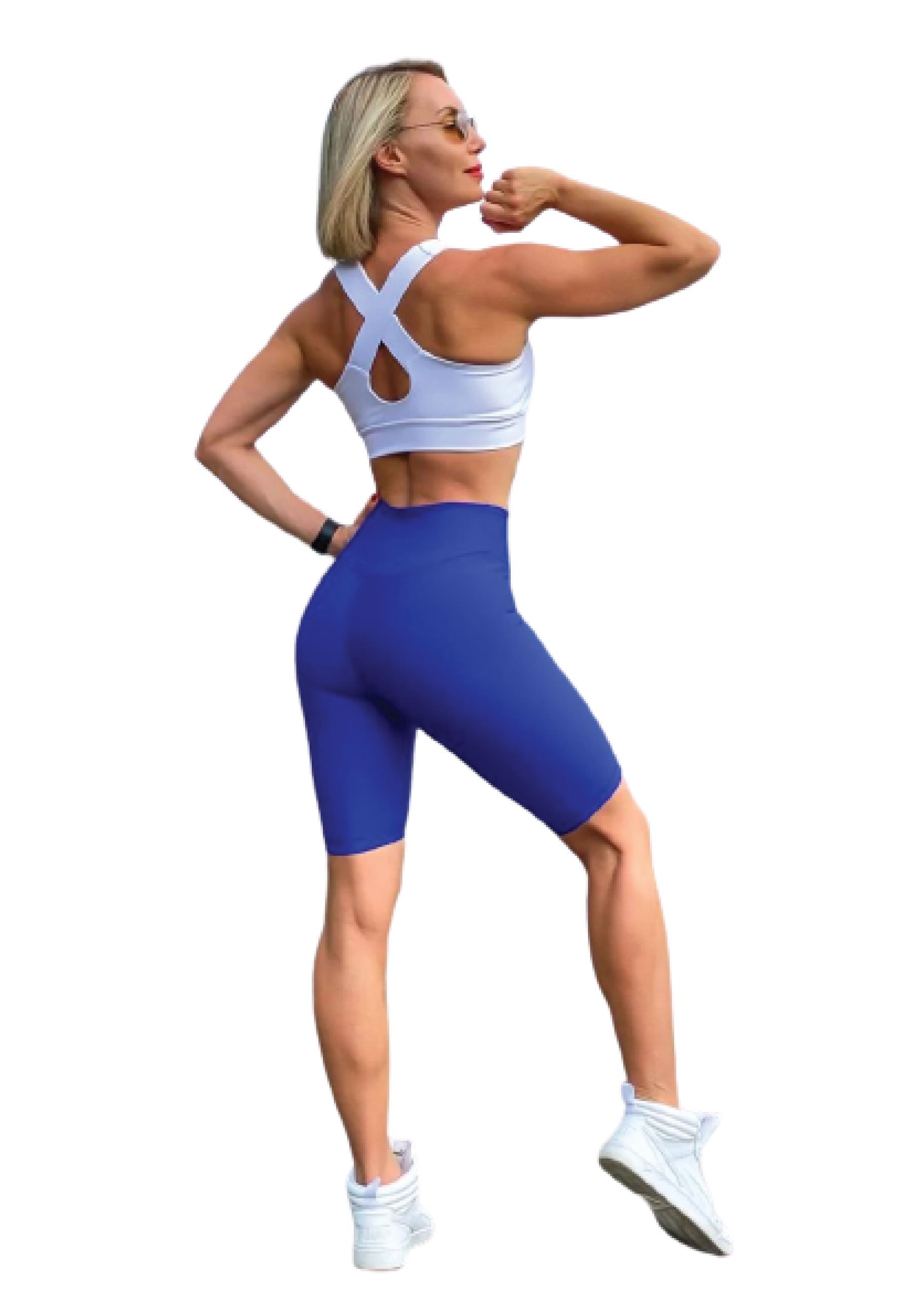 102 Single Crossed Sport Bra in Weiss Dancing Queens