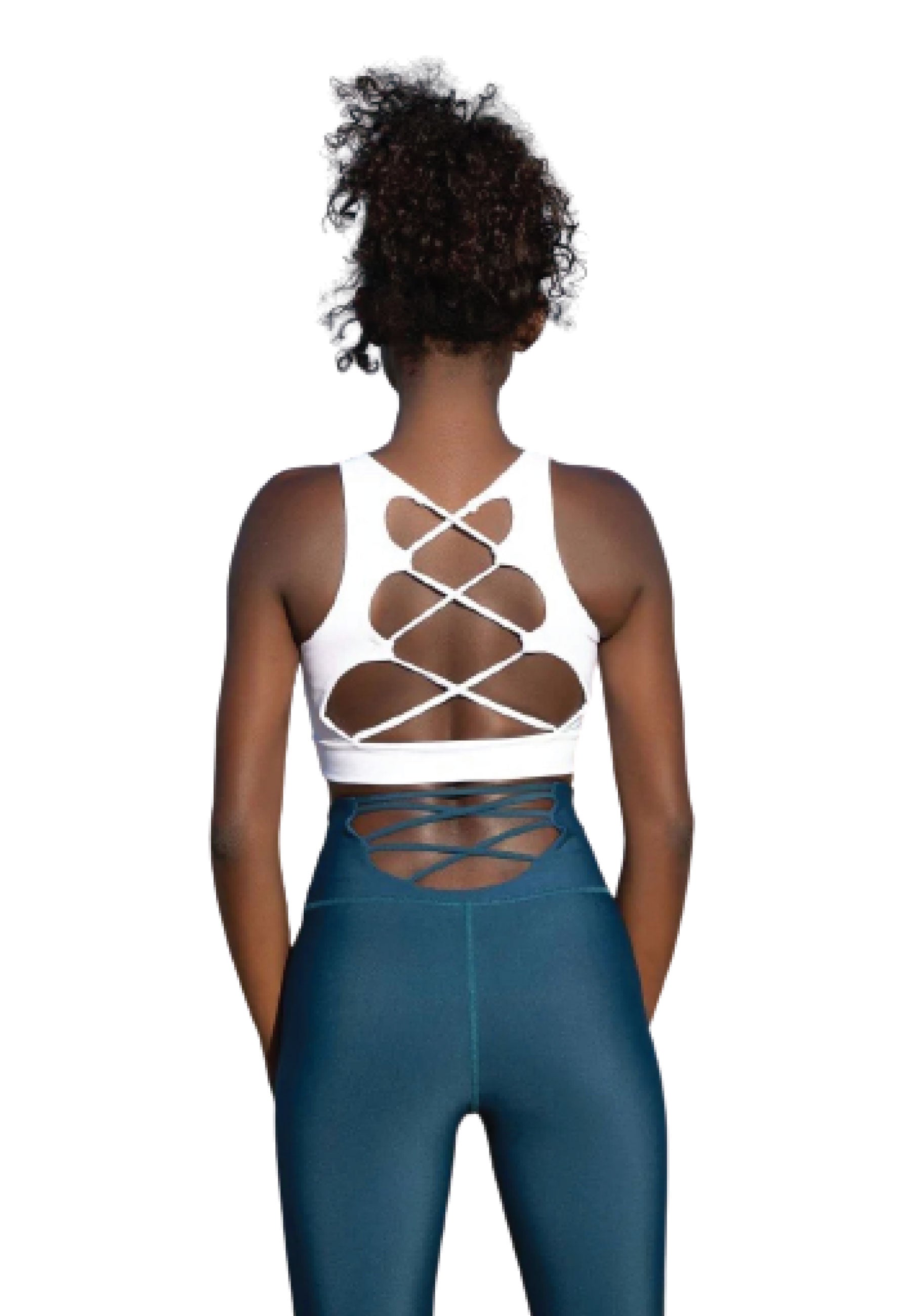 150 Striped Sport Bra in Weiss Dancing Queens