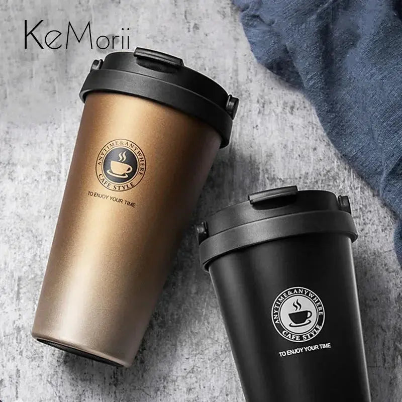 500ml Insulated Travel Coffee Cup Double Wall Leak-Proof Thermos Mug Vacuum Stainless Steel Tea Tumbler with Lid and Handle Zeyo By Lea