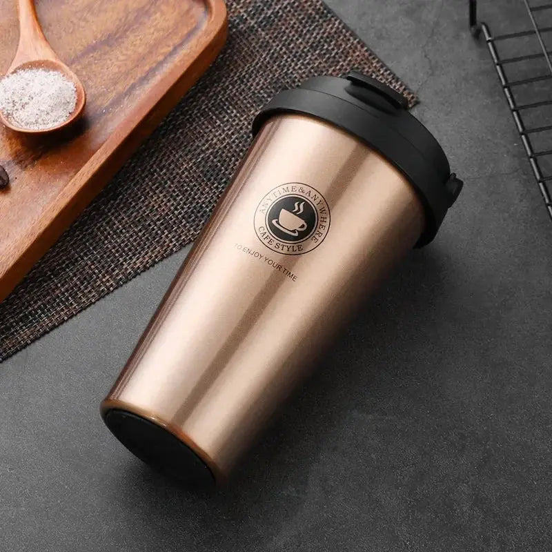 500ml Insulated Travel Coffee Cup Double Wall Leak-Proof Thermos Mug Vacuum Stainless Steel Tea Tumbler with Lid and Handle Zeyo By Lea