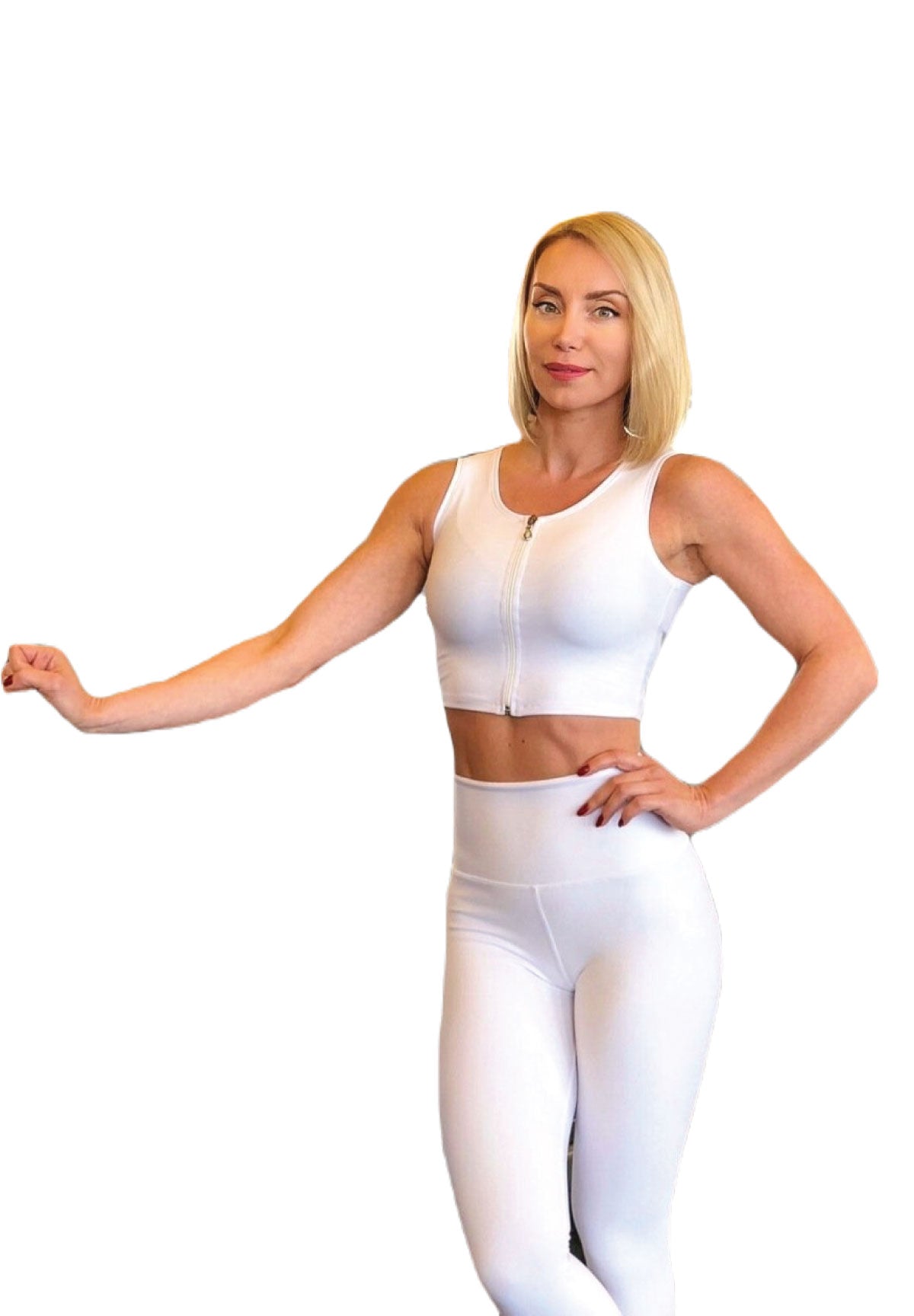 107 Sport Bra With Zipper in Weiss Dancing Queens